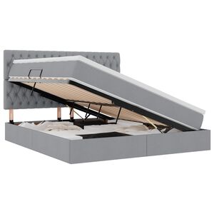 vidaXL Bett mit Stauraum und LED Hellgrau 160 x 200 cm Polyester