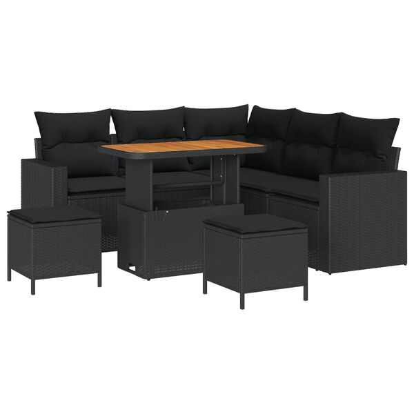 vidaXL Gartensofa-set 8 pcs Schwarz Poly-Rattan
