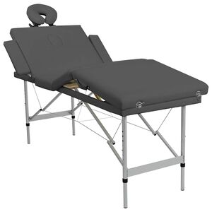 vidaXL Massagetisch mit 4 Zonen Aluminiumrahmen Anthrazit 186&times;68 cm