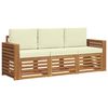 vidaXL Sofagarnituren 3 pcs Natur und Creme Massivholz Akazie