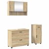 vidaXL Badezimmerm&ouml;bel-Set 3 pcs Sonoma-Eiche Sperrholz und Metall