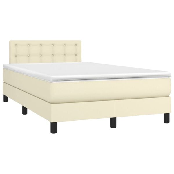 vidaXL Boxspringbett mit Matratze Creme 120x200 cm Kunstleder