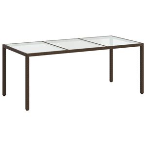 vidaXL Gartentisch Braun 190x90x75 cm Geh&auml;rtetes Glas und Poly Rattan