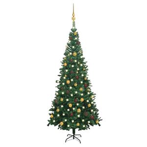 vidaXL K&uuml;nstlicher Weihnachtsbaum mit Beleuchtung Kugeln L 240 cm Gr&uuml;n