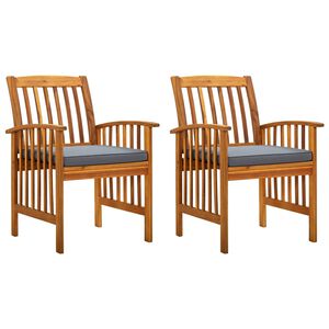 vidaXL Garten-Essst&uuml;hle 2 Stk. mit Kissen Massivholz Akazie