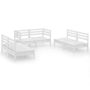 vidaXL 6-tlg. Garten-Lounge-Set Wei&szlig; Massivholz Kiefer