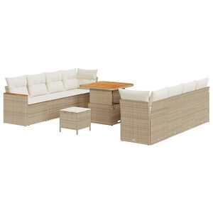 vidaXL Gartensofa-set mit Kissen 12 pcs Beige Poly-Rattan