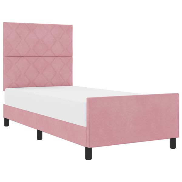 vidaXL Boxspringbett mit Kopfteil Rosa 100 x 200 cm Samt