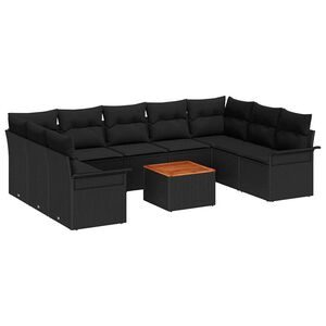 vidaXL Gartensofa-set mit Kissen 10 pcs Schwarz Poly-Rattan