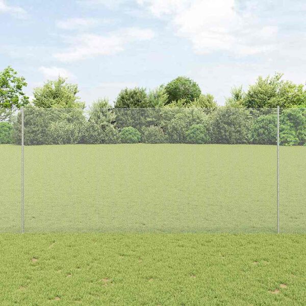 vidaXL Zaun und Pfosten Silber 1,6 x 50 m Stahl
