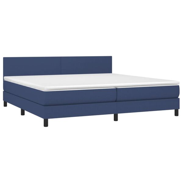 vidaXL Boxspringbett mit Matratze & LED Blau 200x200 cm Stoff