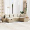 vidaXL Garten-Sofa-Set mit Kissen 6 pcs Beige Poly Rattan