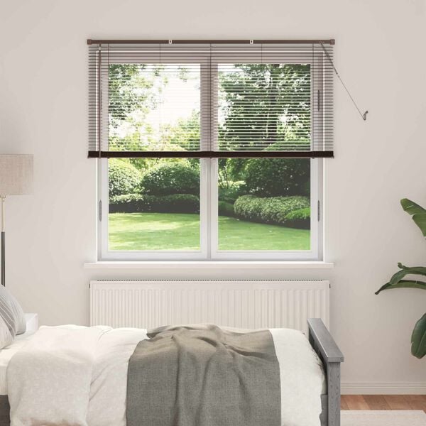 vidaXL Venetianer Jalousie Dunkelbraun mit Holzoptik 160 x 150 cm PVC