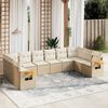 vidaXL 10-tlg. Garten-Sofagarnitur mit Kissen Beige Poly Rattan