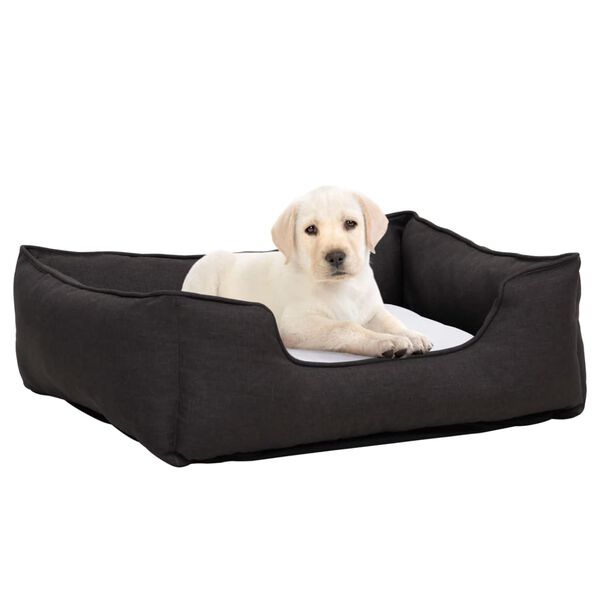 vidaXL Hundebett Dunkelgrau-Wei&szlig; 85,5x70x23 cm Fleece Leinenoptik