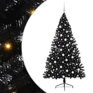 vidaXL K&uuml;nstlicher vorbeleuchteter Weihnachtsbaum Schwarz 180 cm PVC
