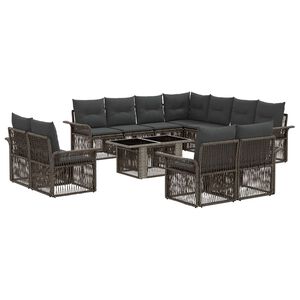 vidaXL Gartensofa-set 12 stk. Grau und Dunkelgrau Poly-Rattan