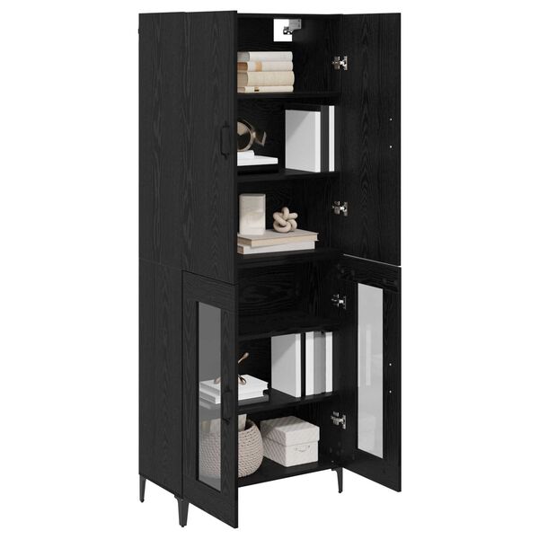 vidaXL Highboard Schwarz Eichen-Optik 69,5 x 34 x 180 cm Holzwerkstoff