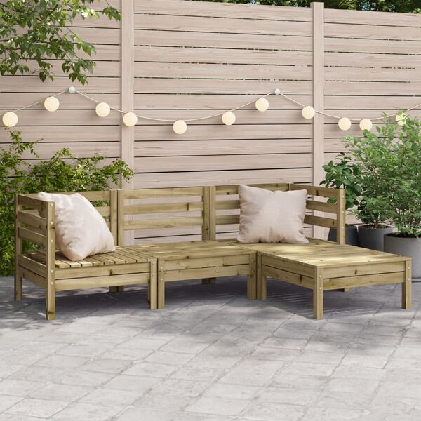 vidaXL Gartensofa 3-Sitzer mit Hocker Kiefernholz Impr&auml;gniert