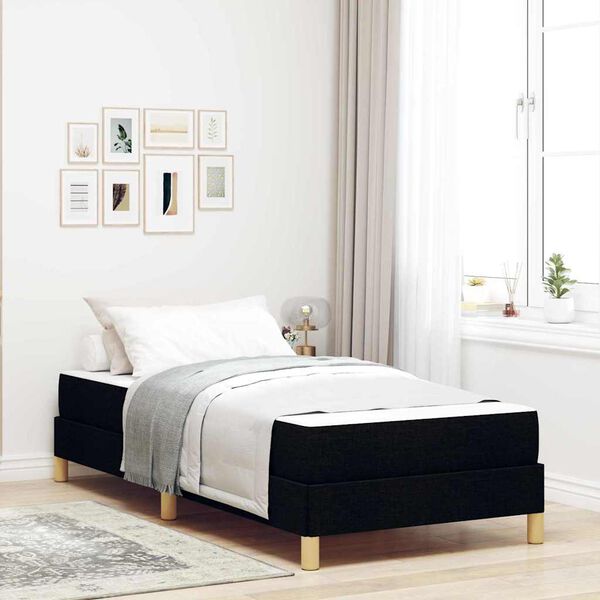 vidaXL Boxspringbett mit Matratze Schwarz 100 x 200 cm Stoff