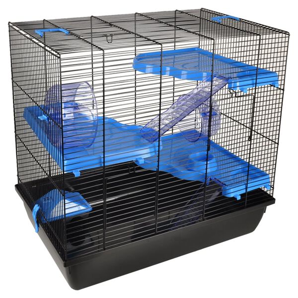 FLAMINGO Hamsterk&auml;fig Jaro 4 58x38x55 cm Schwarz und Blau