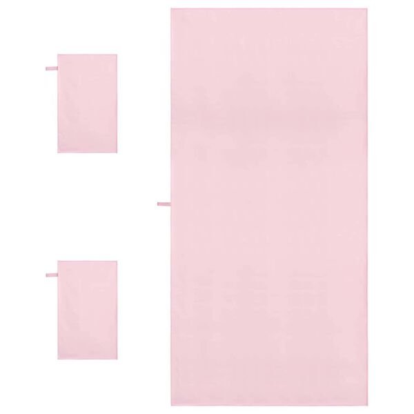 vidaXL Sporthandtuch Set 3 pcs Rosa Polyester und Polyamid