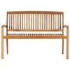 vidaXL Stapelbare Gartenbank mit Auflage 128,5 cm Massivholz Teak
