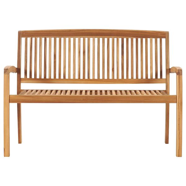 vidaXL Stapelbare Gartenbank mit Auflage 128,5 cm Massivholz Teak