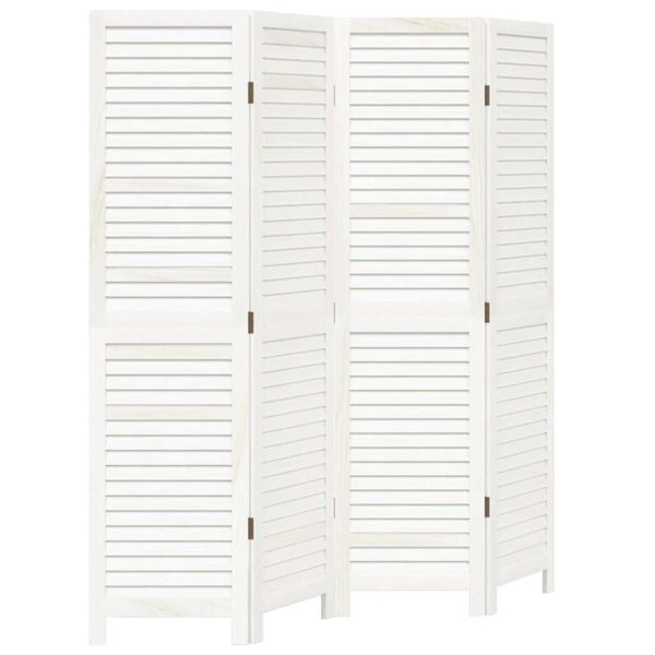 vidaXL 4-tlg. Raumteiler Wei&szlig; Massivholz Paulownia