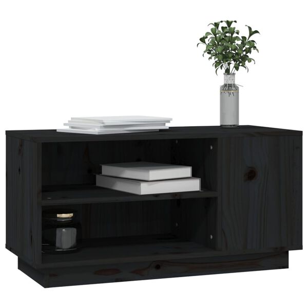vidaXL TV-Schrank Schwarz 80x35x40,5 cm Massivholz Kiefer