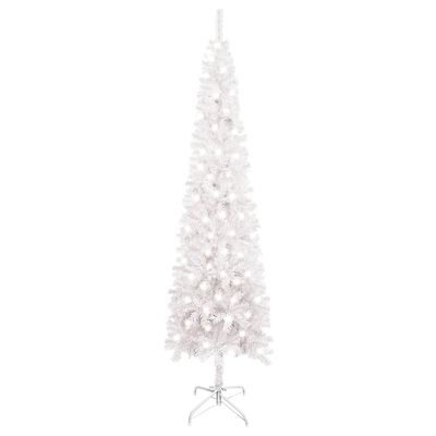 vidaXL Weihnachtsbaum Schlank mit LEDs Weiß 180 cm