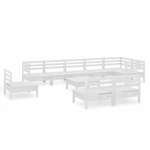 vidaXL 10-tlg. Garten-Lounge-Set Massivholz Kiefer Wei&szlig;