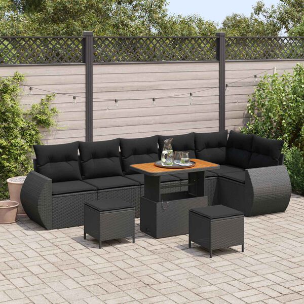 vidaXL Gartensofa-set 9 pcs Schwarz Poly-Rattan