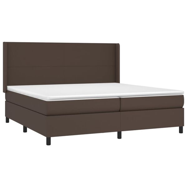 vidaXL Boxspringbett mit Matratze & LED Braun 200x200 cm Kunstleder