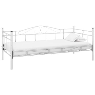 vidaXL Tagesbett mit Matratze Weiß Metall 90×200 cm