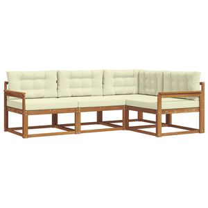 vidaXL Outdoor-Sofagarnitur mit Kissen 4 pcs Natur und Creme