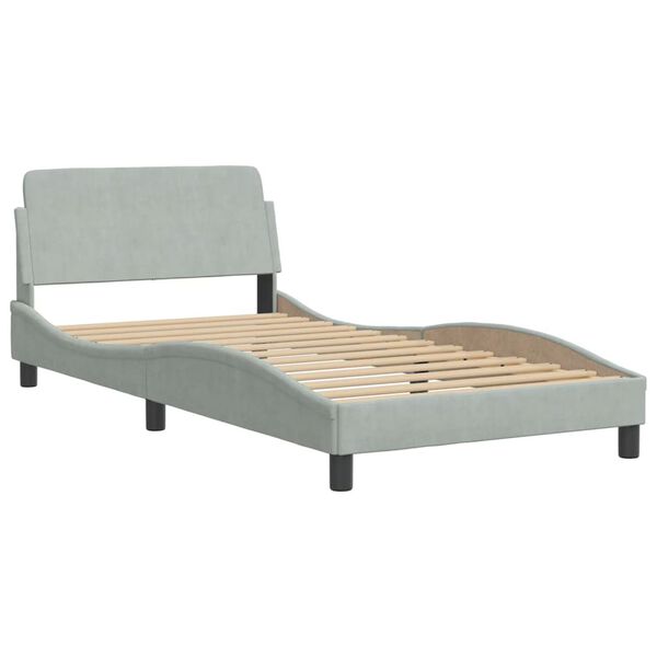 vidaXL Bett mit Matratze Hellgrau 100x200 cm Samt