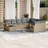 vidaXL 10-tlg. Garten-Sofagarnitur mit Kissen Beige Poly Rattan