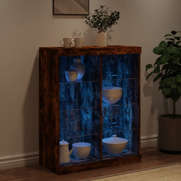 vidaXL Sideboard mit LED-Leuchten Räuchereiche 81x37x100 cm
