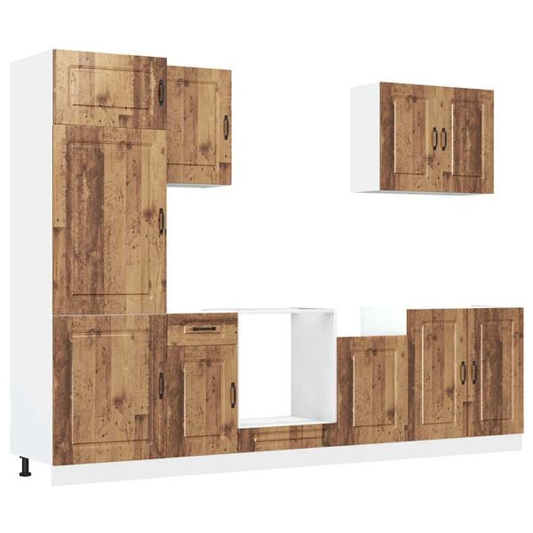 vidaXL 7-tlg. K&uuml;chenschrank-Set Kalmar Altholz-Optik Holzwerkstoff