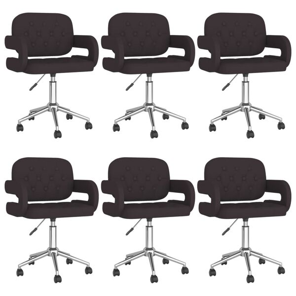 vidaXL Esszimmerst&uuml;hle 6 Stk. Drehbar Schwarz Kunstleder