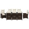 vidaXL Garten Essgruppe mit Kissen 9 pcs Braun Poly-Rattan