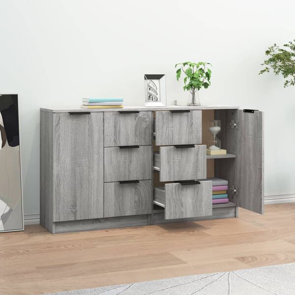 vidaXL Sideboards 2 Stk. Grau Sonoma 60x30x70 cm Holzwerkstoff