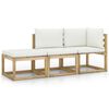 vidaXL 3-tlg. Garten-Lounge-Set mit Creme Kissen