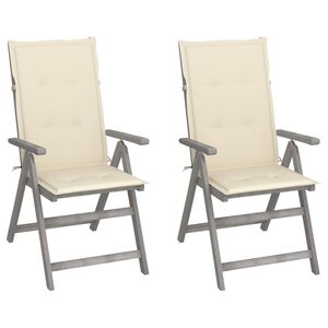 vidaXL Verstellbare Gartenst&uuml;hle 2 Stk. mit Auflagen Massivholz Akazie