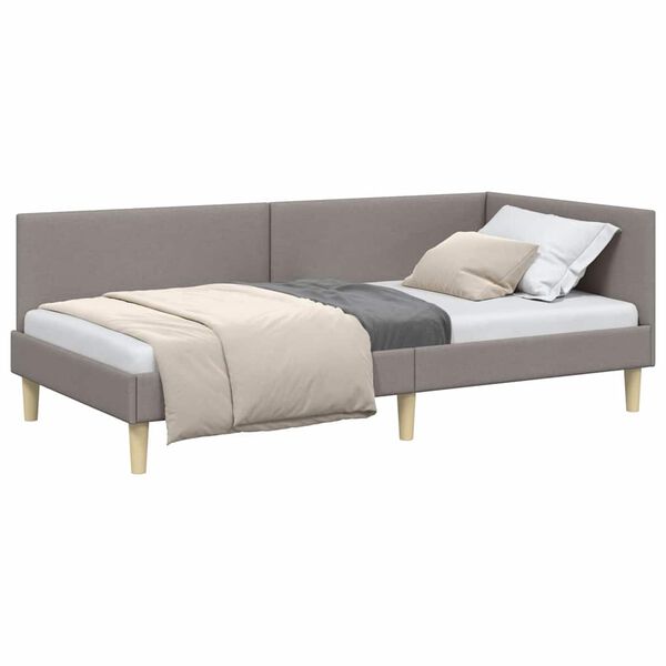 vidaXL Eckbettgestell mit Kopfteil Taupe 90 cm x 190 cm Samt