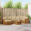 vidaXL Ecksofa Set mit Kissen 8 pcs Natur und Beige Massivholz Akazie