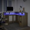 vidaXL LED-Schreibtisch Sonoma-Eiche 130x130x91 cm Holzwerkstoff