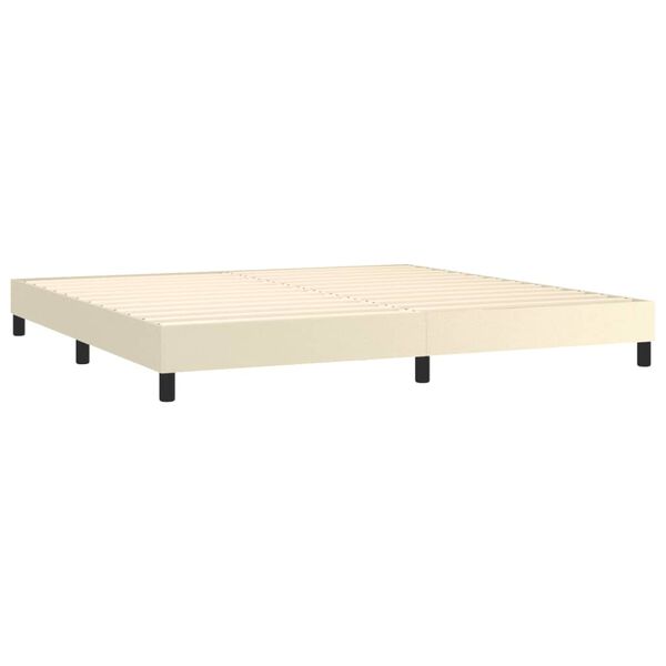 vidaXL Boxspringbett mit Matratze Creme 200x200 cm Kunstleder