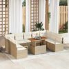 vidaXL Garten-Sofa-Set mit Speicher 10 pcs Beige Poly Rattan